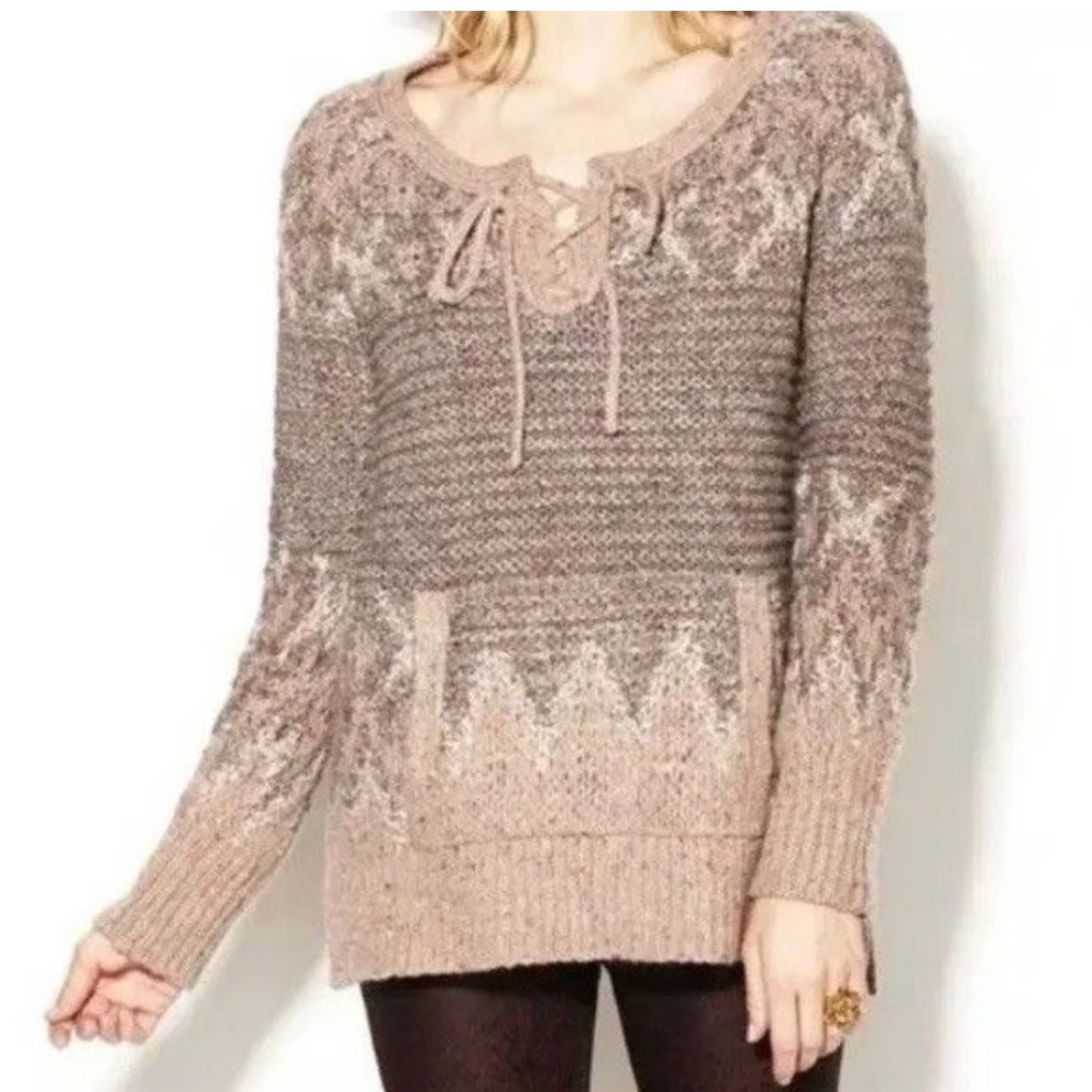 Free People Sz Medium Love Bug Fair Isle Nordic Sweater